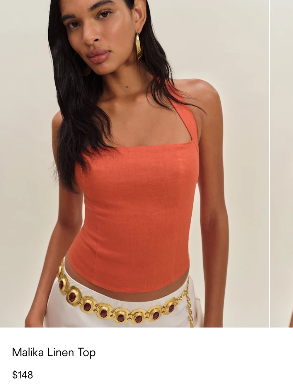 Reformation Malika Linen Tank - Coral